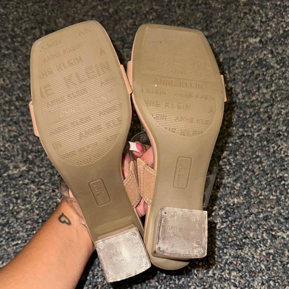 Anne Klein Beige Block Heel Sandals - Picture 2 of 2